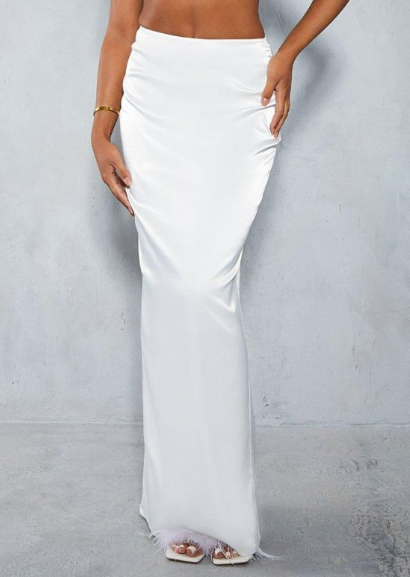 Premium Satin High Waisted Column Maxi Skirt