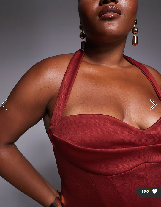 ASOS DESIGN Curve structured corseted midi dress in dark cherry