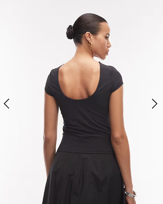 ASOS DESIGN slinky cap sleeve scoop back top in black