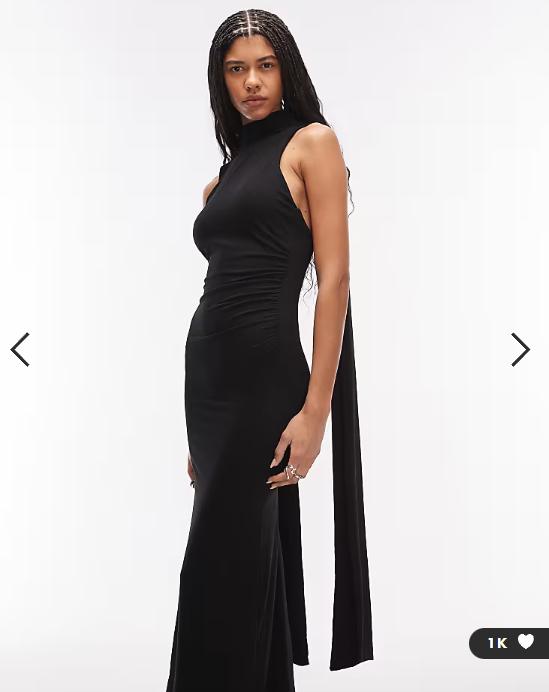 ASOS DESIGN high neck backless maxi dress with drape scarf detail in black