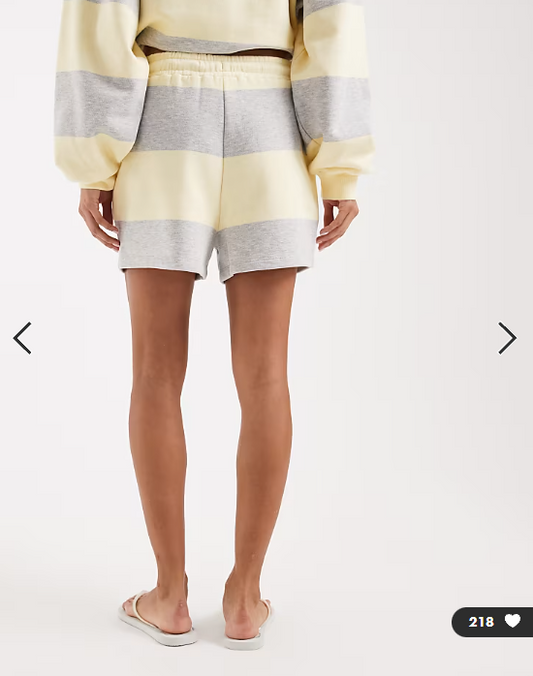 4th & Reckless cotton blend drawstring waist sweat shorts co-ord in yellow & grey stripe