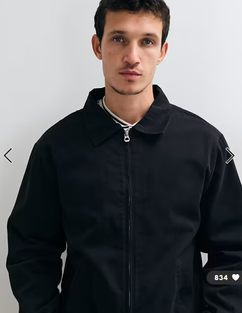 ASOS DESIGN cotton harrington jacket in black
