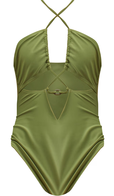 Ego - Olive Halter Neck Cut Out Swimsuit
