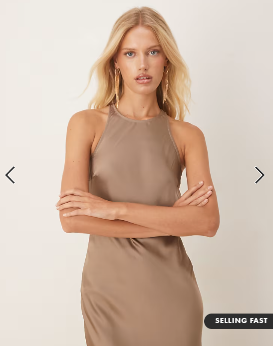 Vila - racer satin midi dress in fossil