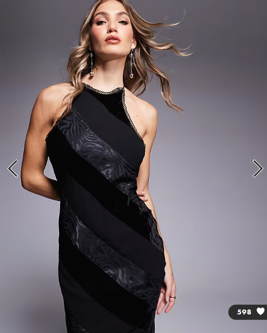 ASOS DESIGN racer neck velvet panelled maxi dress with godets in black