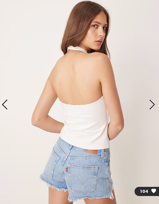 ASOS DESIGN ponte halter neck corset top in ivory