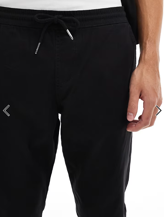 ASOS DESIGN tapered pull on trouser with elasticated waist in black