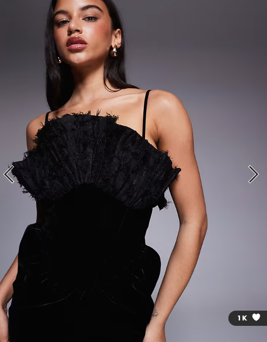 ASOS DESIGN Premium velvet maxi dress with textured fan detail bodice in black