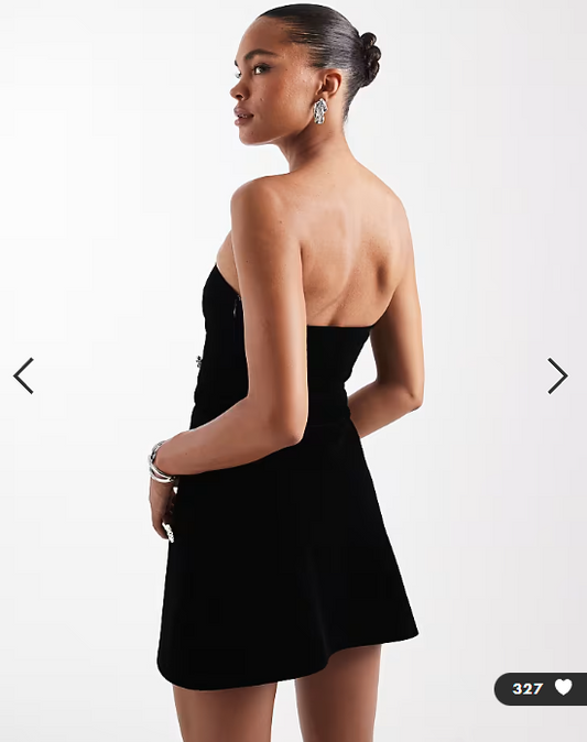 The Frolic exclusive velvet embellished bandeau mini dress in black