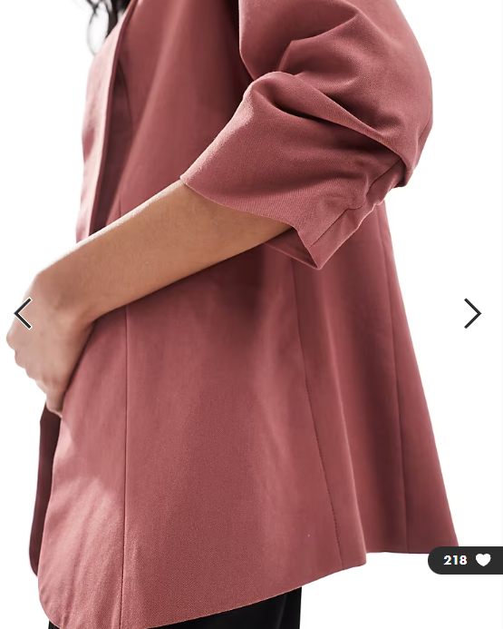 Pieces blazer with ruched sleeves in spice