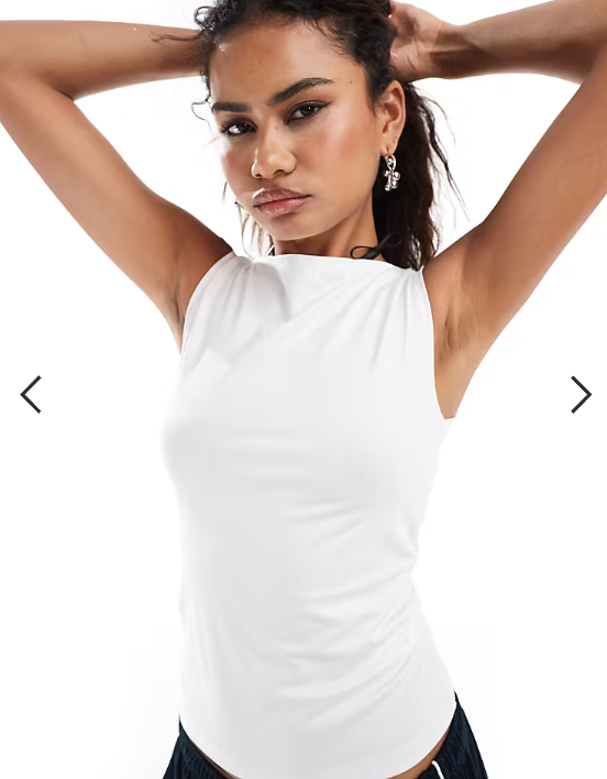 Weekday Annie boat neck tank top in white