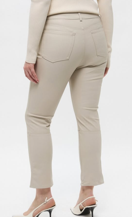 H&M - Faux Leather Pants- Cream