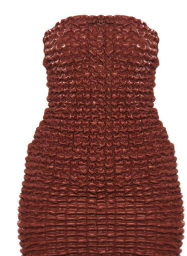 Brown Faux Leather Textured Bandeau Mini Dress