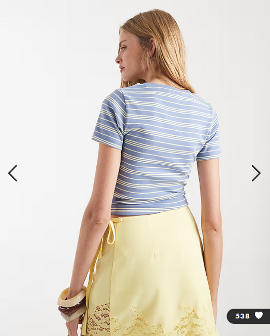Miss Selfridge baby tee in neutral stripe