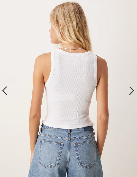 ASOS Design Rib Scoop Vest Top in white
