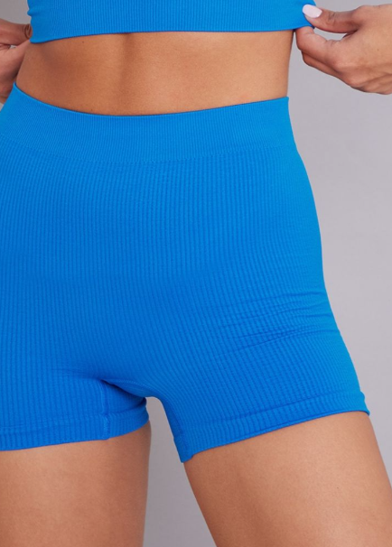 Bright Blue Contour Rib Hot Pants