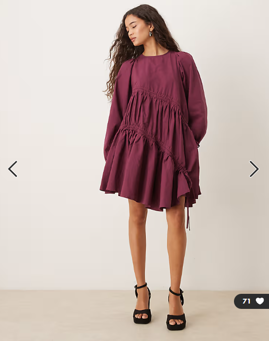 Ghospell oversized ruched mini dress in red