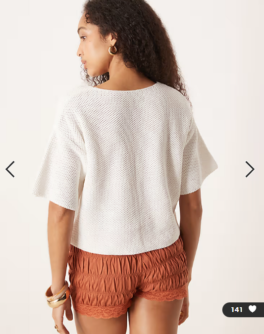 ASOS DESIGN knitted short sleeve cardigan in white