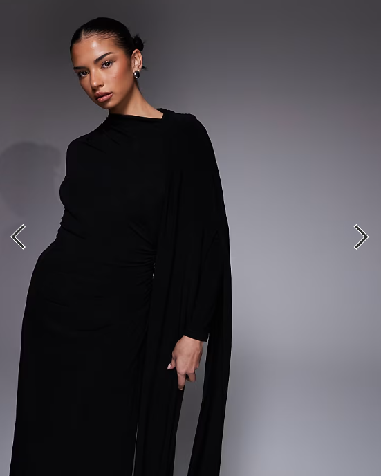 Daska one shoulder cape maxi dress in black