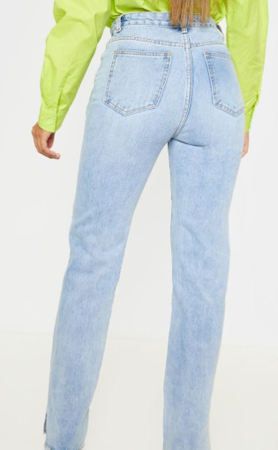 Light Wash Split Hem Jeans