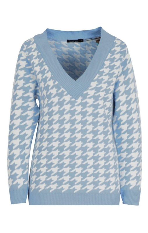 Boohoo Dogtooth Jumper - blue