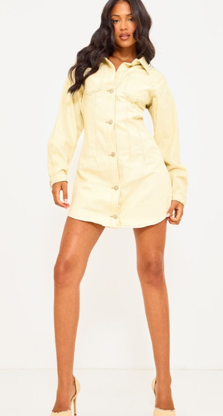 Plt - Tall Ecru Denim Oversized Shirt Dress