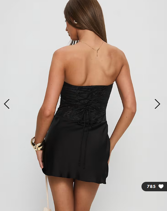 Princess Polly Jenevieve drape waist detail bandeau mini dress in black floral