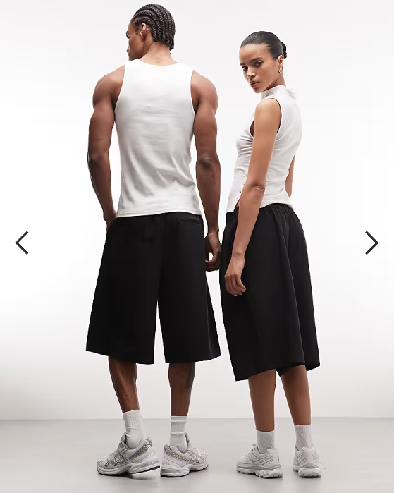 COLLUSION Unisex tailored jort in black
