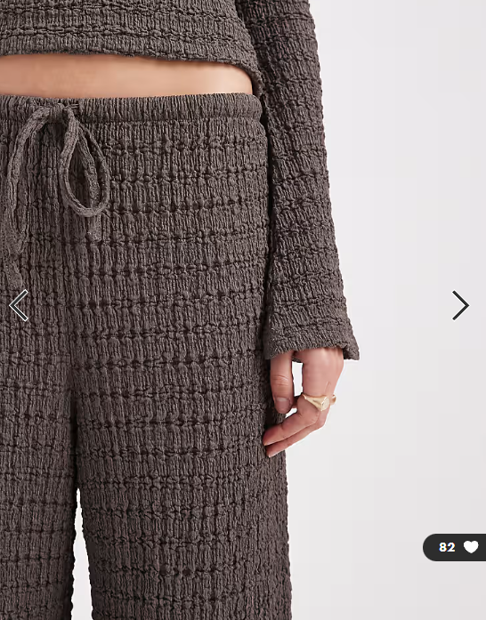 ASOS DESIGN mix & match textured tie waist wide leg trousers in dark grey