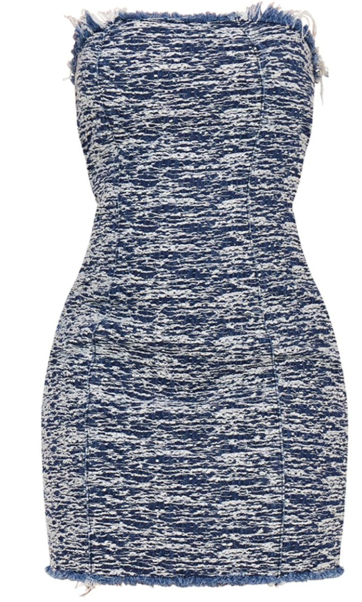 Plt - Blue Denim Strapless Bodycon Mini Dress