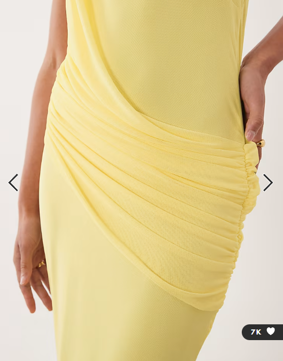ASOS DESIGN mesh halter maxi dress with draped sash detail in lemon