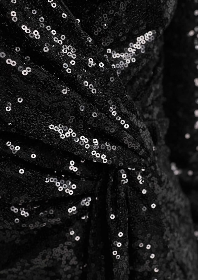 Edited - wrap front mini dress in black sequin