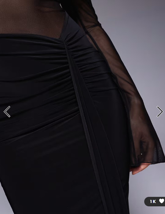 Kaiia exclusive double layered slinky foldover bardot sheer panel ruched skirt maxi dress in black