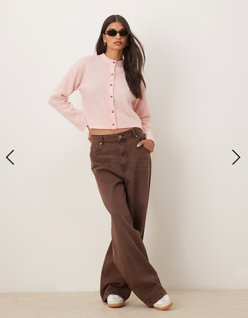 ASOS DESIGN wool and alpaca relaxed cardigan in pink