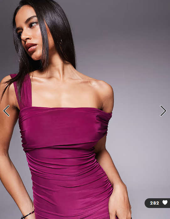 Kaiia exclusive double layered slinky asymmetric one shoulder sheer hem maxi dress in raspberry