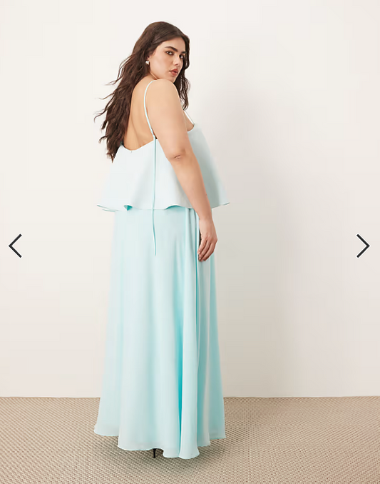 ARRANGE Curve strappy layered volume maxi dress in light blue