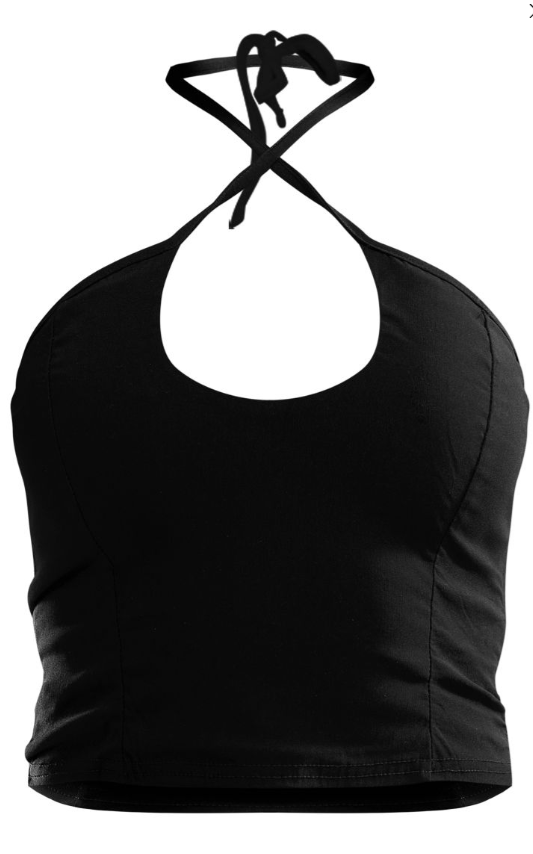 Black Stretch Woven Tie Detail Seam Top