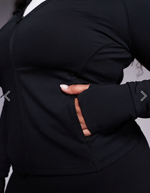 4505 Curve Icon sculpting zip up long sleeve jacket in black