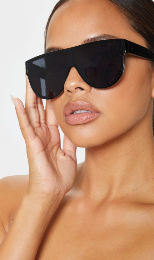 Black Tinted Oversized Flat Top Sunglasses