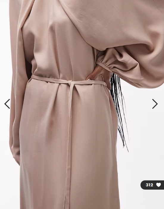 & Other Stories satin cape detail maxi dress with volume sleeves in sand