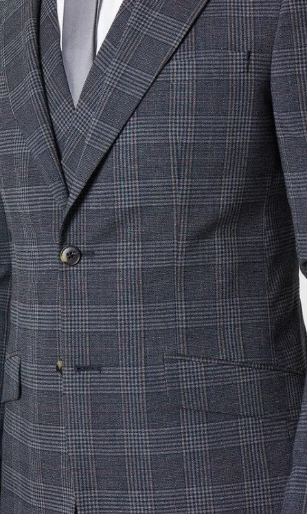 Burton - Slim Fit Retro Check Suit Jacket