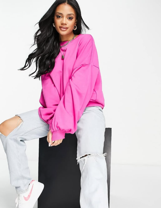 Urban Classics - Oversized sweatshirt met ballonmouwen in roze