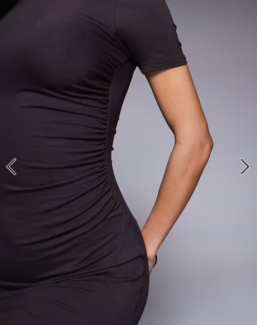 ASOS DESIGN high neck maxi dress with short sleeves and high split in chocolate