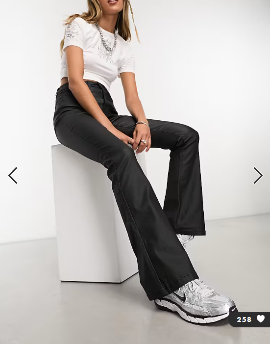 Noisy May Sallie high rise slim flare coated jeans in black