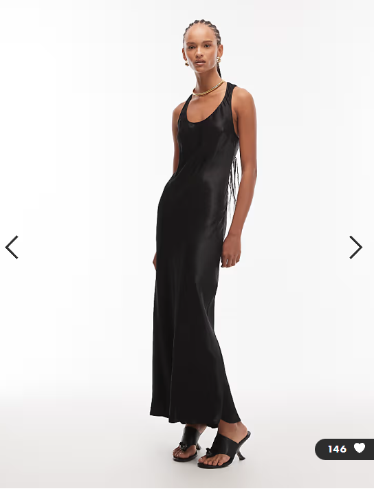 ASOS DESIGN satin scoop maxi dress in black
