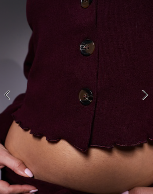 River Island jersey button up loungewear set in burgundy