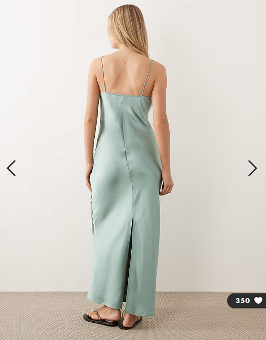 Vila lace insert cowl neck satin cami maxi dress in blue surf