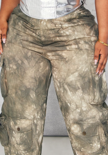 Plus Khaki Camo Pocket Detail Cargo Trouser