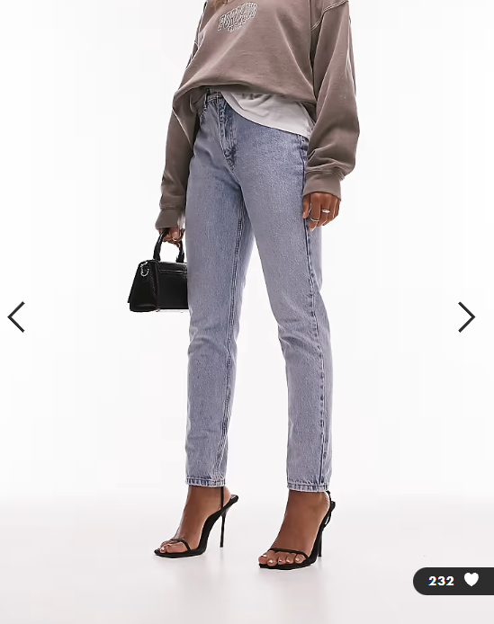 Topshop Hourglass Original Mom high rise jean in bleach
