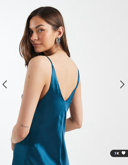 ASOS DESIGN Tall v neck cami satin slip midi dress in teal